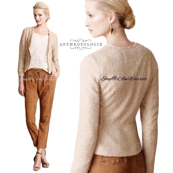 Anthropologie Cartonnier spring tan boucle moto jacket *shop@iamwarrior - Picture 3 of 11